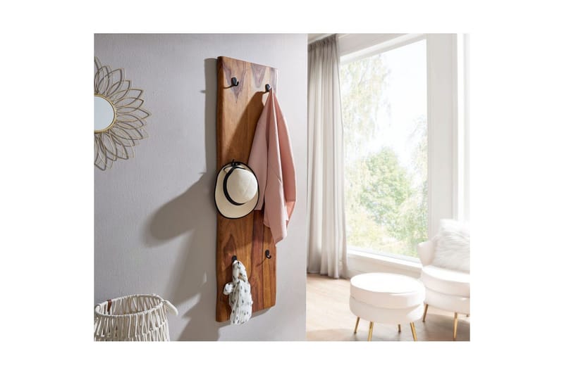 Kapprum Wohnling Väggmonterad klädhängare i massivt trä 2-radig krokslåda - Förvaring - Klädförvaring - Klädhängare - Kroklist & Klädkrokar