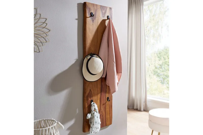 Kapprum Wohnling Väggmonterad klädhängare i massivt trä 2-radig krokslåda - Förvaring - Klädförvaring - Klädhängare - Kroklist & Klädkrokar