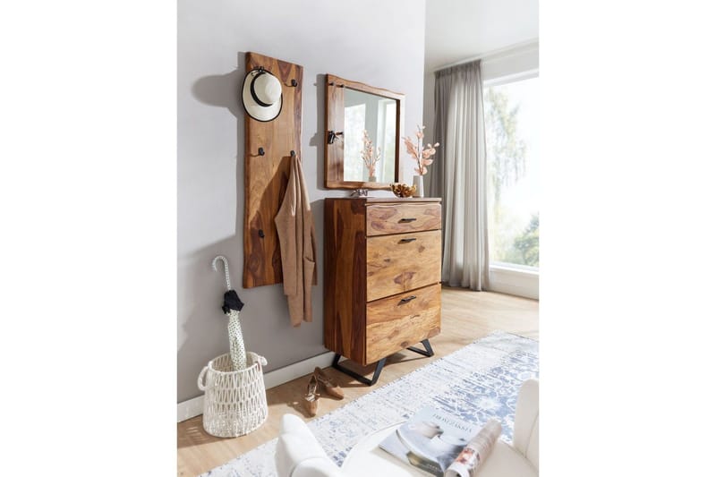 Kapprum Wohnling Väggmonterad klädhängare i massivt trä 2-radig krokslåda - Förvaring - Klädförvaring - Klädhängare - Kroklist & Klädkrokar