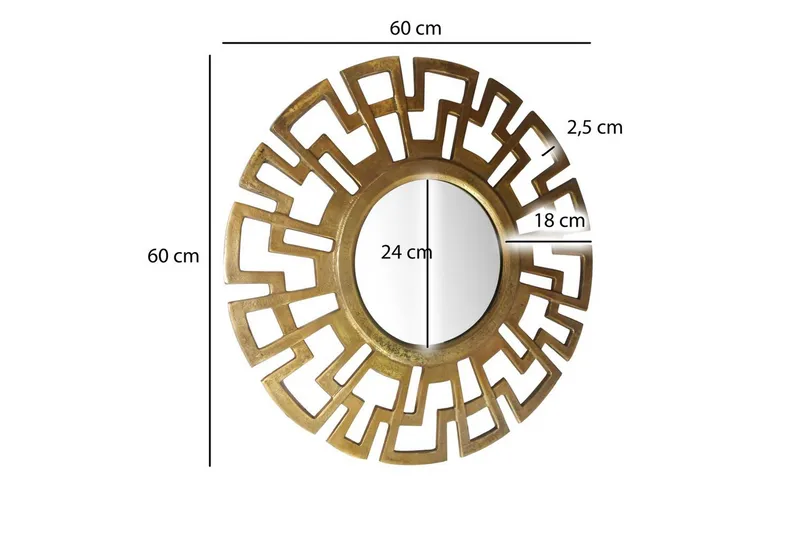Spegel Wohnling Art Deco Rund 60 cm Modern - Inredning - Speglar - Väggspegel