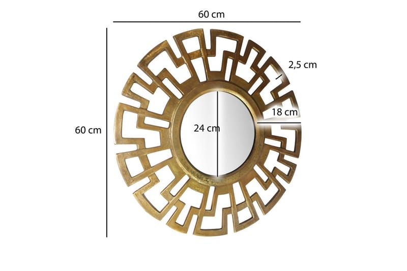 Spegel Wohnling Art Deco Rund 60 cm Modern - Inredning - Väggdekor - Dekorplast - Kakeldekor