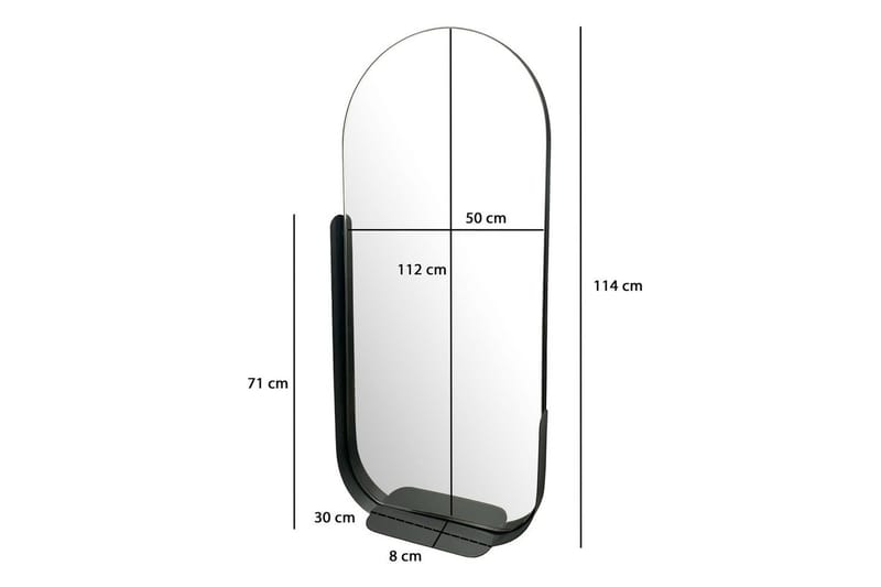 Spegel Wohnling Asymmetrisk metallram oval 90 cm - Inredning - Väggdekor - Dekorplast - Kakeldekor