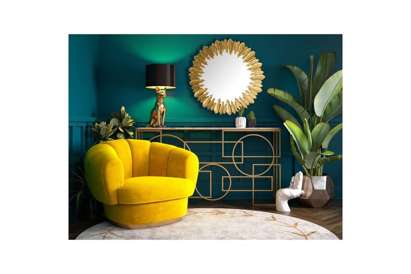 Spegel Wohnling Fjädrar metallram rund 68 cm modern - Inredning - Väggdekor - Dekorplast - Kakeldekor