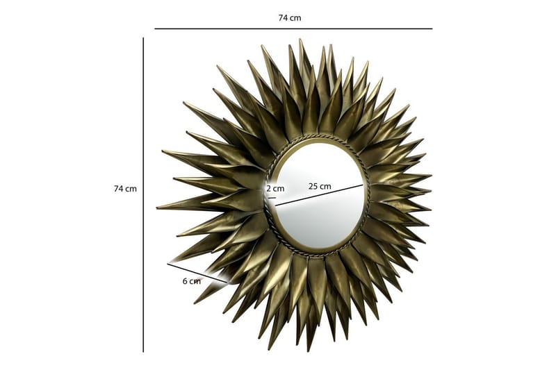 Spegel Wohnling Sun Style Metallram Rund 60 cm - Inredning - Väggdekor - Dekorplast - Kakeldekor