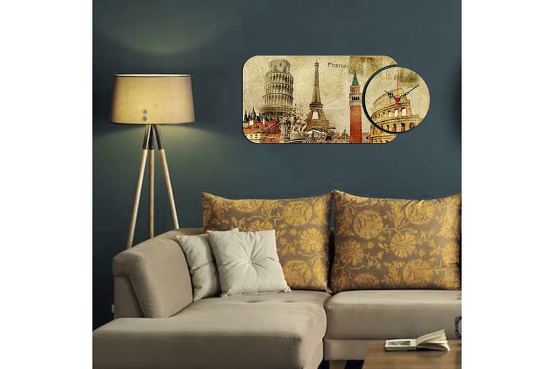 2-Delar - Flerfärgad - Inredning - Väggdekor - V äggklocka & väggur