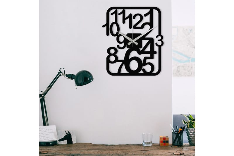 Achterdis Väggklocka Fyrkantig, Svart