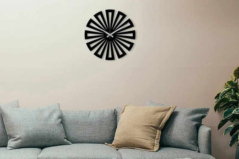 Achterdis Väggklocka Fyrkantiga Mönster, Svart