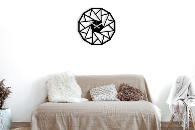 Achterdis Väggklocka Triangel Mönster, Svart