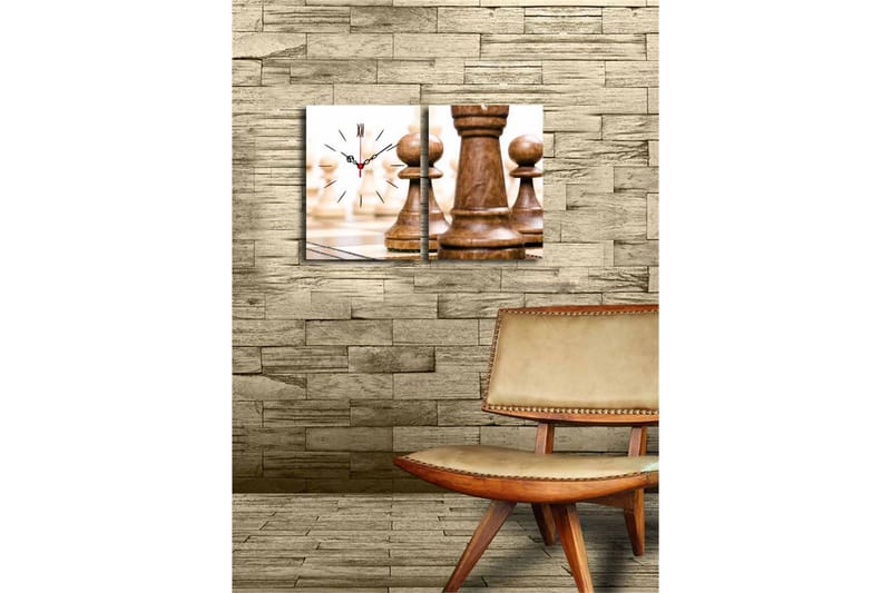 Dekorativ Canvasmålning med Klocka 2 Delar - Flerfärgad - Inredning - Väggdekor - Väggklocka & väggur