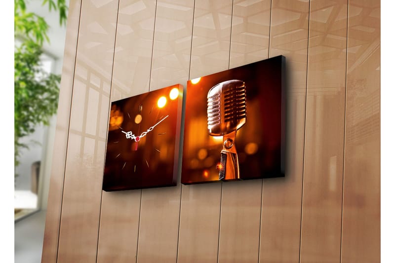 Dekorativ Canvasmålning med Klocka 2 Delar, Flerfärgad