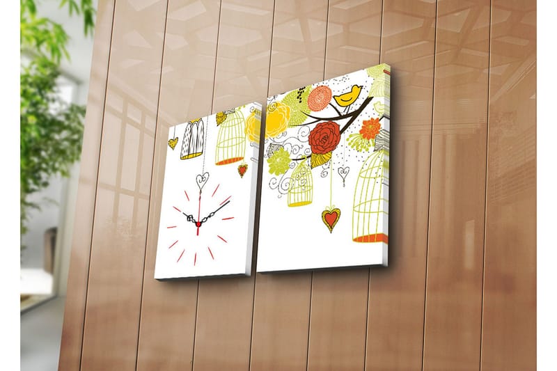 Dekorativ Canvasmålning med Klocka 2 Delar, Flerfärgad