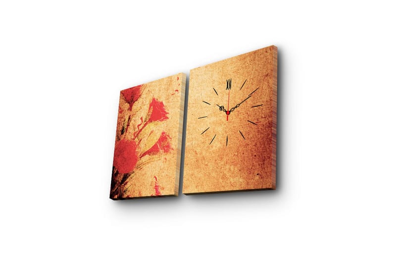 Dekorativ Canvasmålning med Klocka 2 Delar - Flerfärgad - Inredning - Väggdekor - Väggklocka & väggur