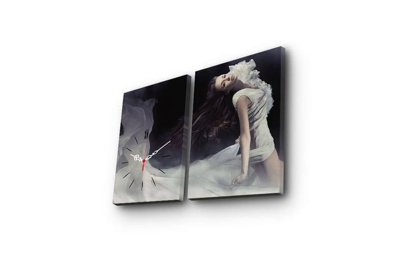 Dekorativ Canvasmålning med Klocka 2 Delar - Flerfärgad - Inredning - Väggdekor - Väggklocka & väggur