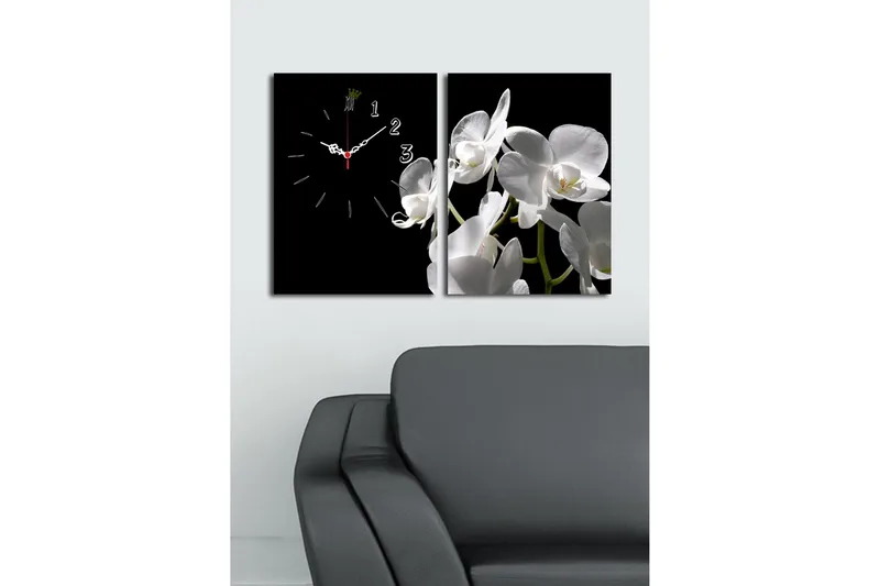 Dekorativ Canvasmålning med Klocka 2 Delar - Flerfärgad - Inredning - Väggdekor - Väggklocka & väggur