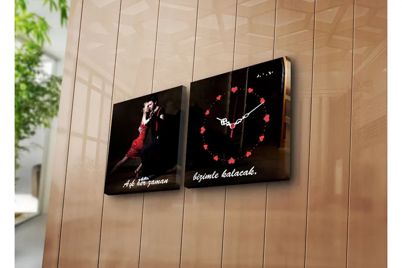 Dekorativ Canvasmålning med Klocka 2 Delar, Flerfärgad