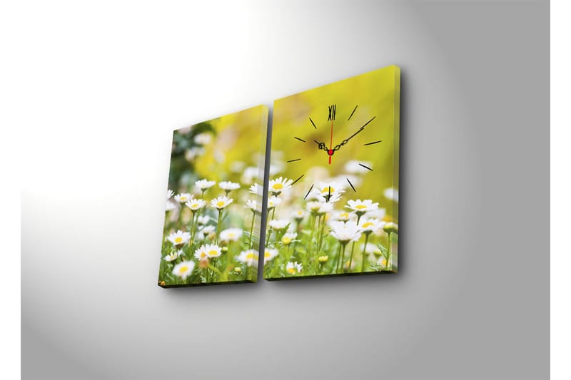 Dekorativ Canvasmålning med Klocka 2 Delar - Flerfärgad - Inredning - Väggdekor - Väggklocka & väggur