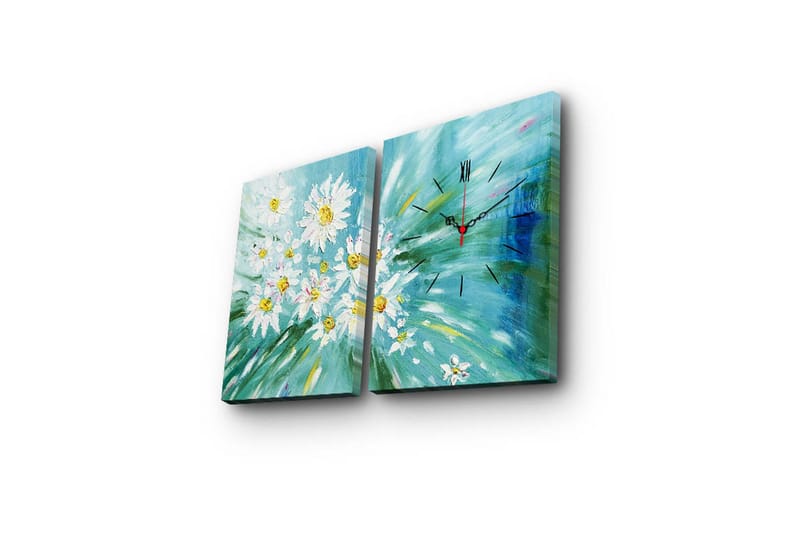Dekorativ Canvasmålning med Klocka 2 Delar - Flerfärgad - Inredning - Väggdekor - Väggklocka & väggur