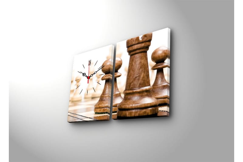 Dekorativ Canvasmålning med Klocka 2 Delar - Flerfärgad - Inredning - Väggdekor - Väggklocka & väggur