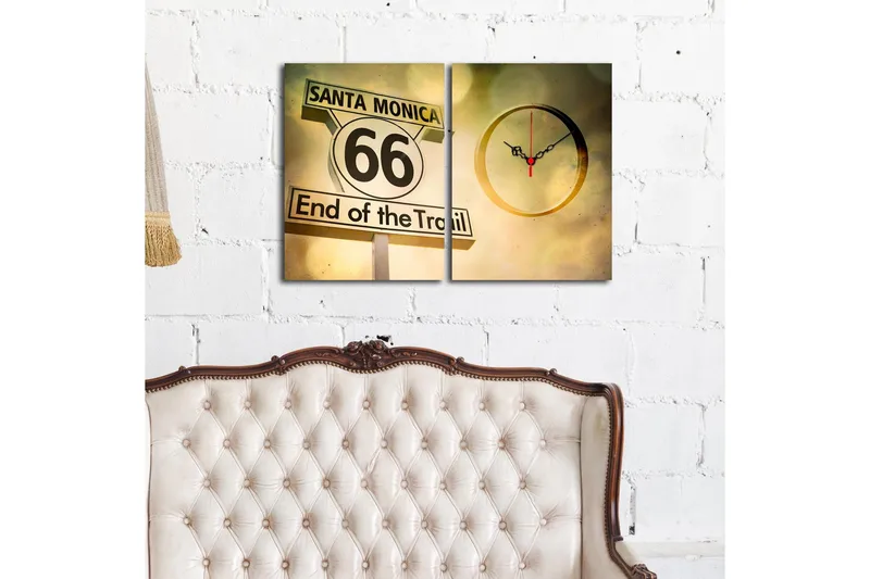 Dekorativ Canvasmålning med Klocka 2 Delar - Flerfärgad - Inredning - Väggdekor - Väggklocka & väggur