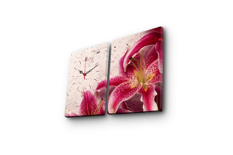 Dekorativ Canvasmålning med Klocka 2 Delar - Flerfärgad - Inredning - Väggdekor - Väggklocka & väggur