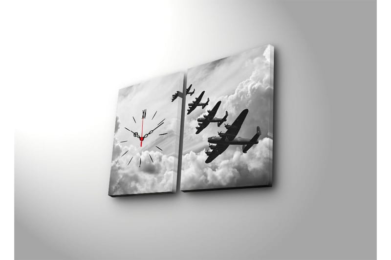 Dekorativ Canvasmålning med Klocka 2 Delar - Flerfärgad - Inredning - Väggdekor - Väggklocka & väggur