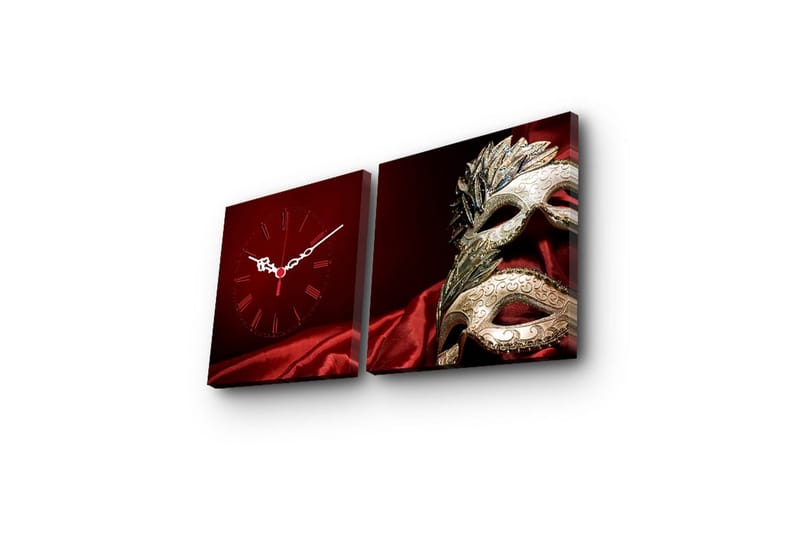 Dekorativ Canvasmålning med Klocka 2 Delar - Flerfärgad - Inredning - Väggdekor - Väggklocka & väggur