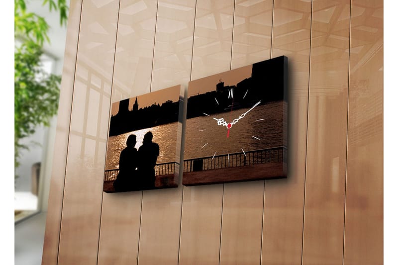 Dekorativ Canvasmålning med Klocka 2 Delar, Flerfärgad