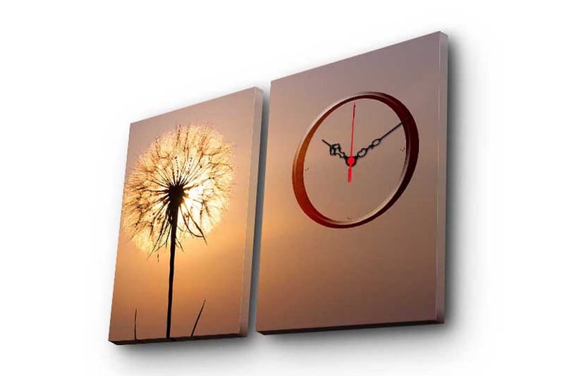 Dekorativ Canvasmålning med Klocka 2 Delar, Flerfärgad