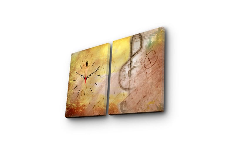 Dekorativ Canvasmålning med Klocka 2 Delar - Flerfärgad - Väggklocka & väggur