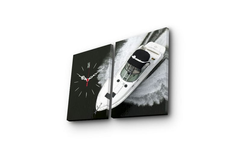 Dekorativ Canvasmålning med Klocka 2 Delar - Flerfärgad - Inredning - Väggdekor - Väggklocka & väggur