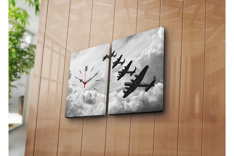 Dekorativ Canvasmålning med Klocka 2 Delar, Flerfärgad