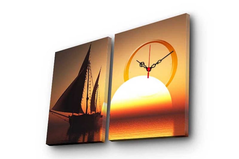 Dekorativ Canvasmålning med Klocka 2 Delar, Flerfärgad