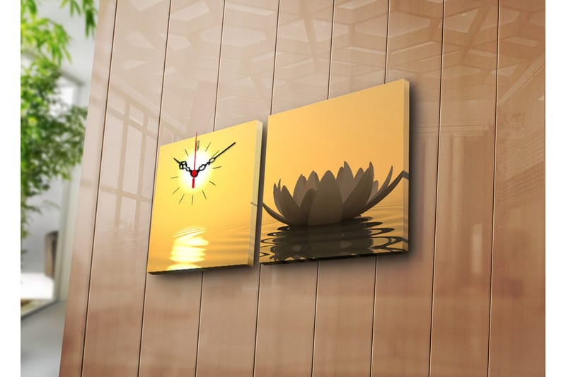 Dekorativ Canvasmålning med Klocka 2 Delar, Flerfärgad