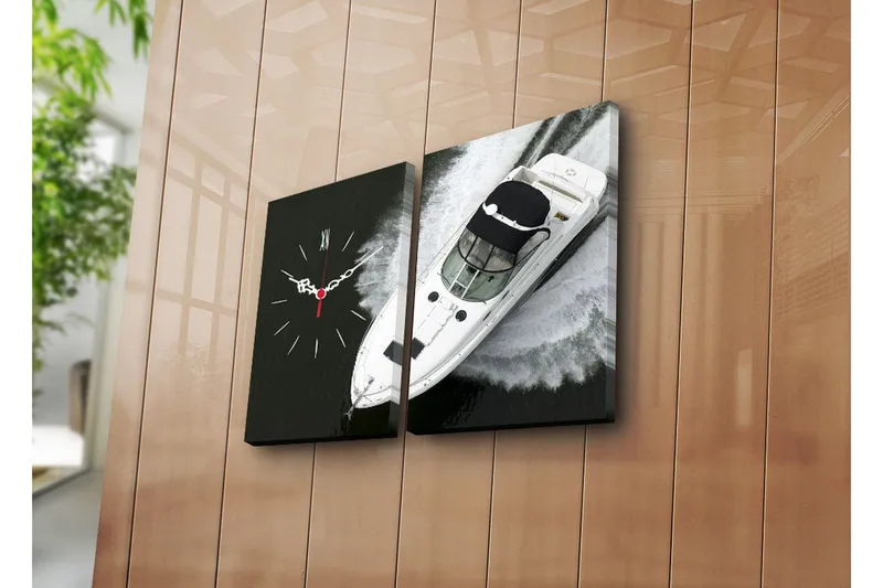 Dekorativ Canvasmålning med Klocka 2 Delar, Flerfärgad