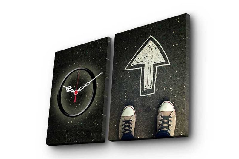 Dekorativ Canvasmålning med Klocka 2 Delar, Flerfärgad