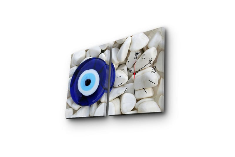 Dekorativ Canvasmålning med Klocka 2 Delar - Flerfärgad - Inredning - Väggdekor - Väggklocka & väggur