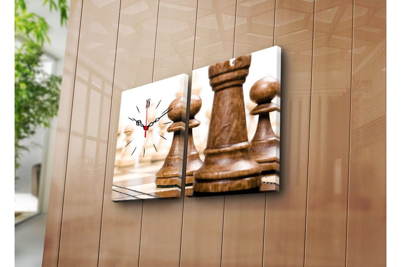 Dekorativ Canvasmålning med Klocka 2 Delar, Flerfärgad