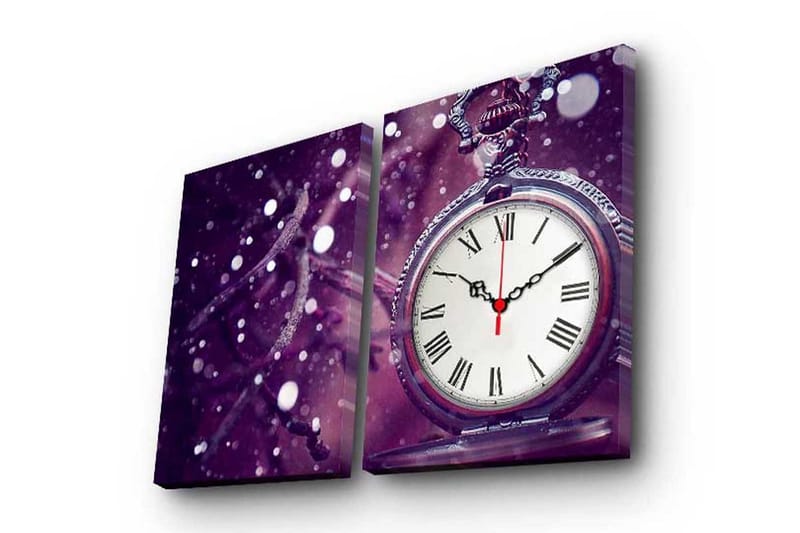 Dekorativ Canvasmålning med Klocka 2 Delar, Flerfärgad