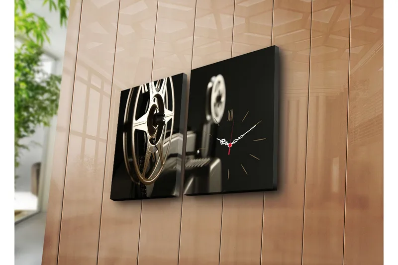 Dekorativ Canvasmålning med Klocka 2 Delar, Flerfärgad