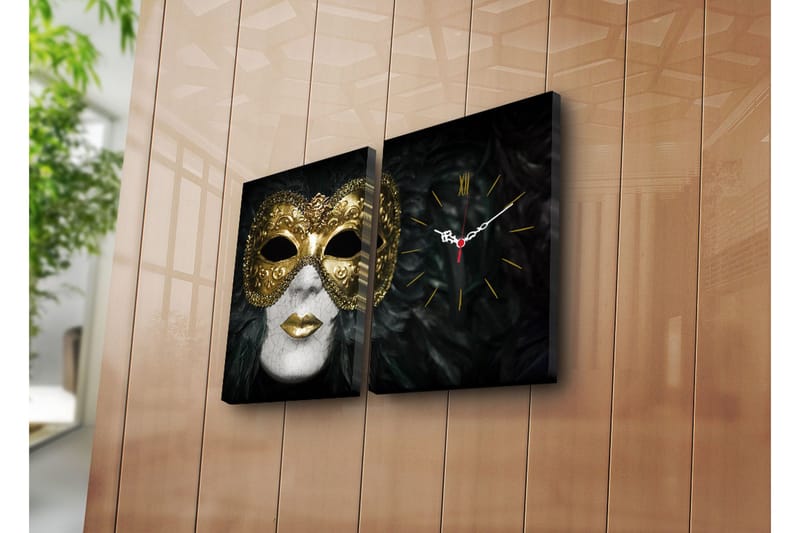 Dekorativ Canvasmålning med Klocka 2 Delar, Flerfärgad