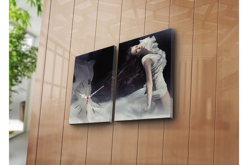 Dekorativ Canvasmålning med Klocka 2 Delar, Flerfärgad