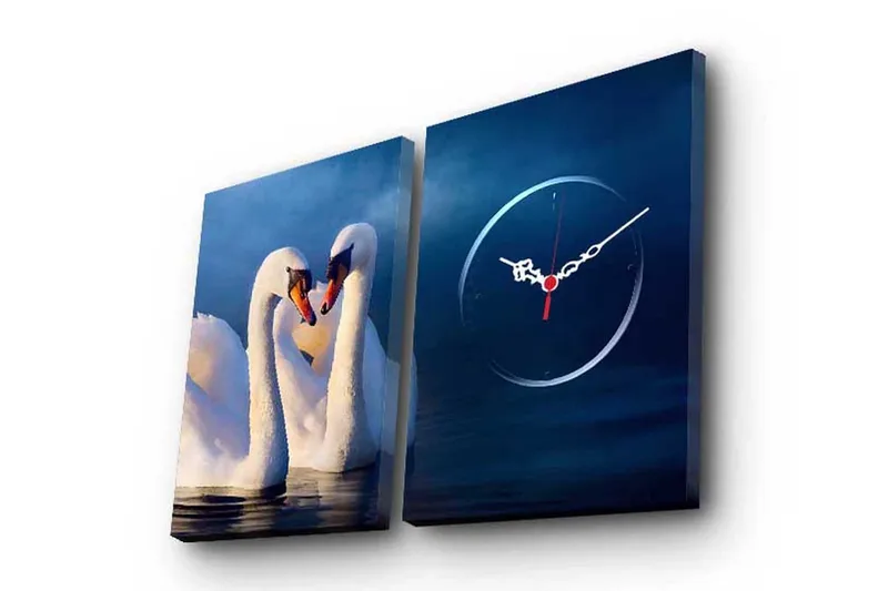 Dekorativ Canvasmålning med Klocka 2 Delar, Flerfärgad