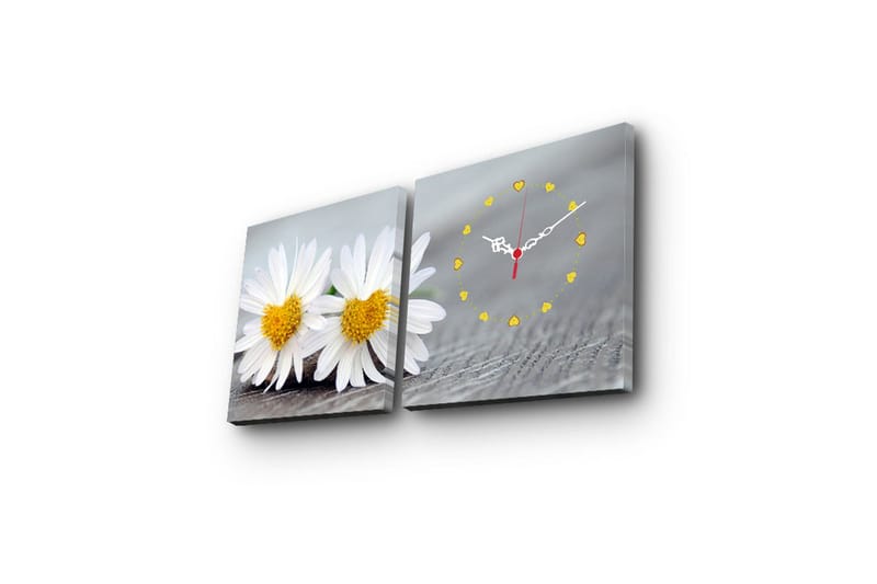 Dekorativ Canvasmålning med Klocka 2 Delar - Flerfärgad - Inredning - Väggdekor - Väggklocka & väggur