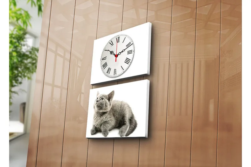 Dekorativ Canvasmålning med Klocka 2 Delar, Flerfärgad