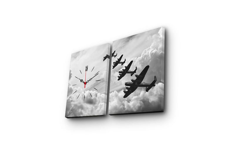 Dekorativ Canvasmålning med Klocka 2 Delar - Flerfärgad - Inredning - Väggdekor - Väggklocka & väggur