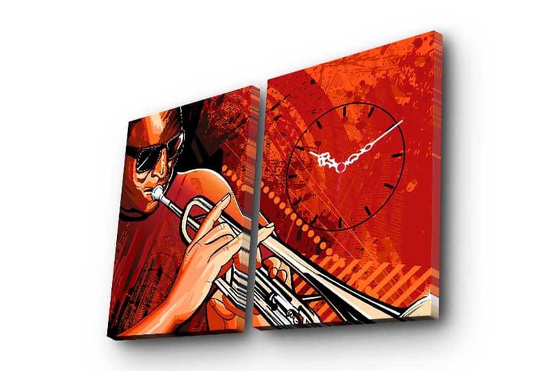 Dekorativ Canvasmålning med Klocka 2 Delar, Flerfärgad