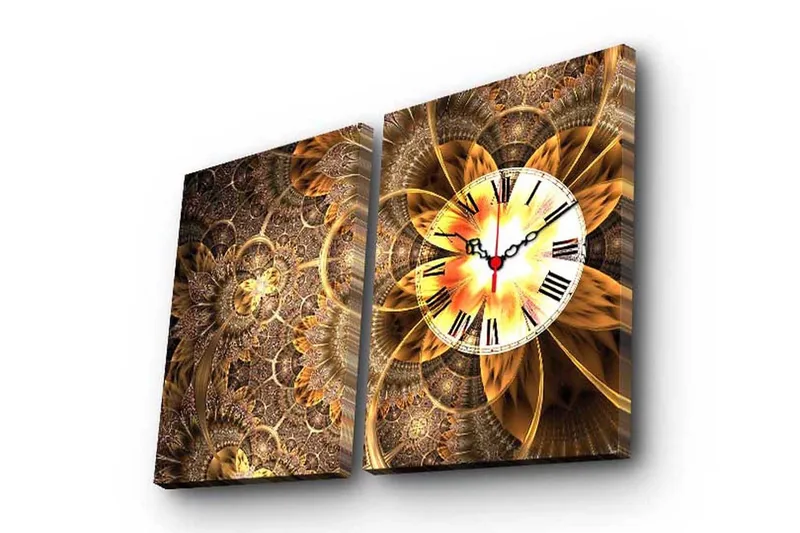 Dekorativ Canvasmålning med Klocka 2 Delar, Flerfärgad