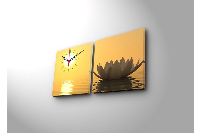 Dekorativ Canvasmålning med Klocka 2 Delar - Flerfärgad - Inredning - Väggdekor - Väggklocka & väggur