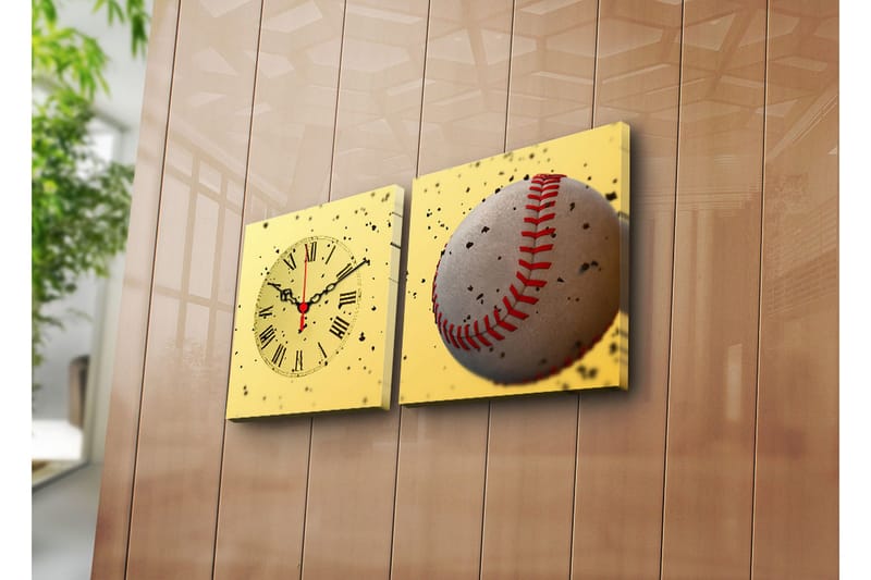 Dekorativ Canvasmålning med Klocka 2 Delar, Flerfärgad