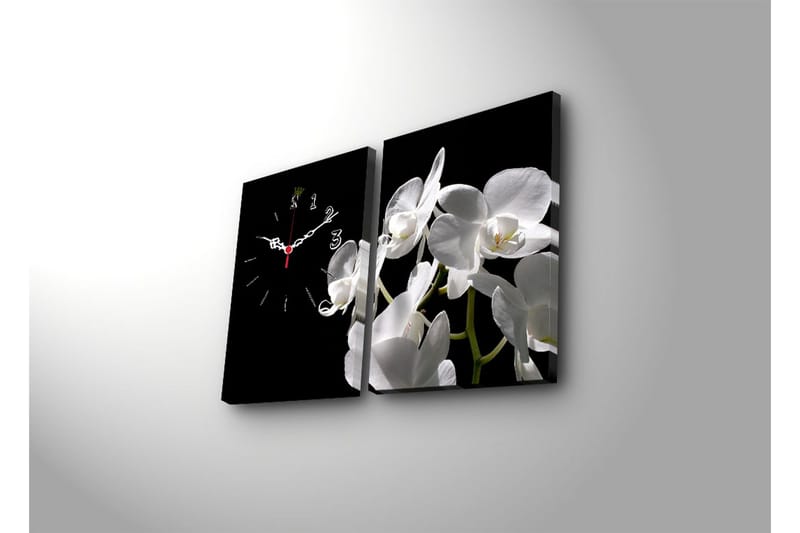 Dekorativ Canvasmålning med Klocka 2 Delar - Flerfärgad - Inredning - Väggdekor - Väggklocka & väggur